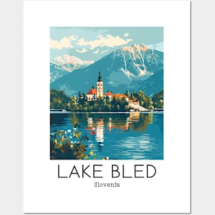 A Vintage Travel Illustration of Lake Bled - Slovenia Posters and Art